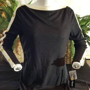 Rebecca Malone Black/White Pullover Sweater